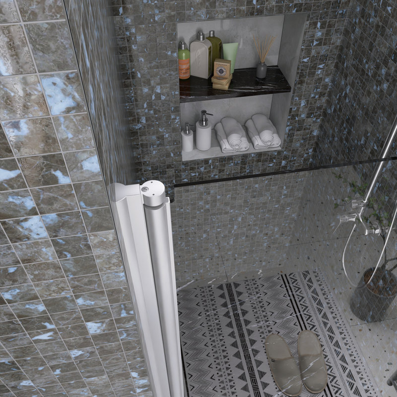 Porte de douche pivotante l 32 po x H 72 po, Chrome