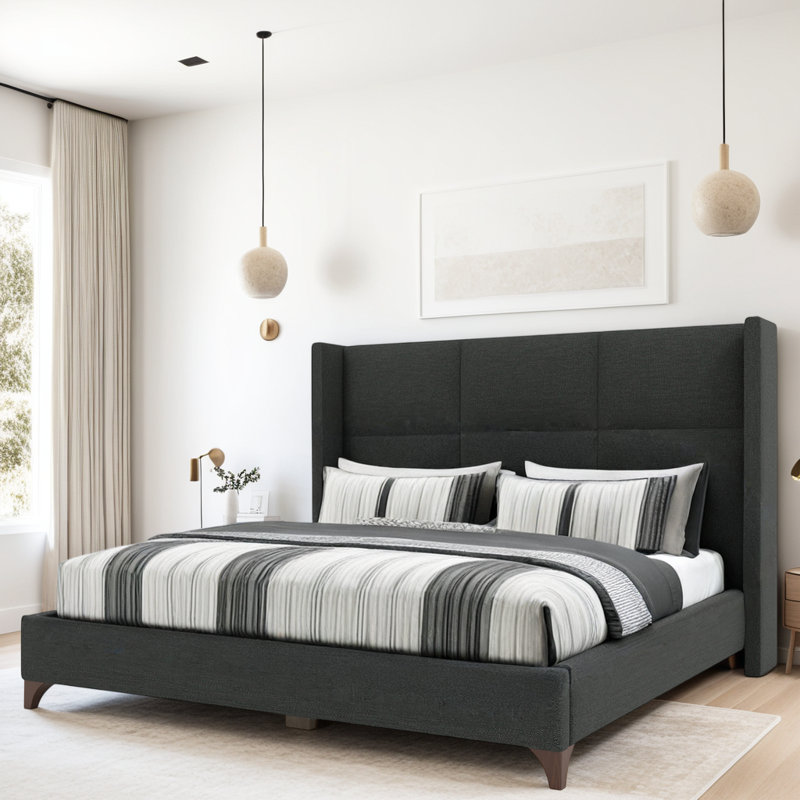 Lit carré tapissier Megan, Revolution® gris anthracite, Très grand
