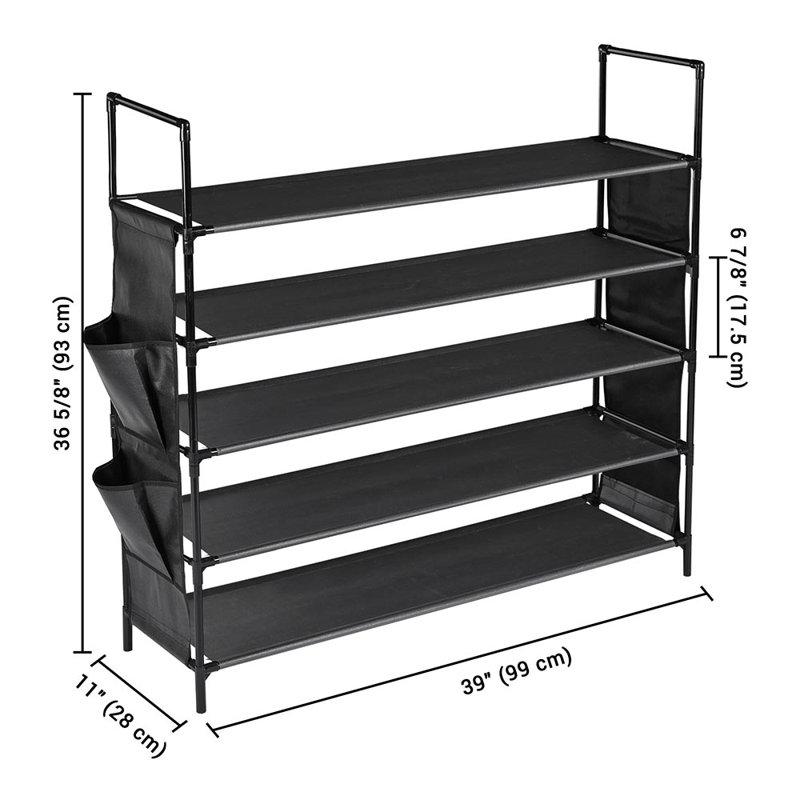 25 Pair Stackable Shoe Rack, Black