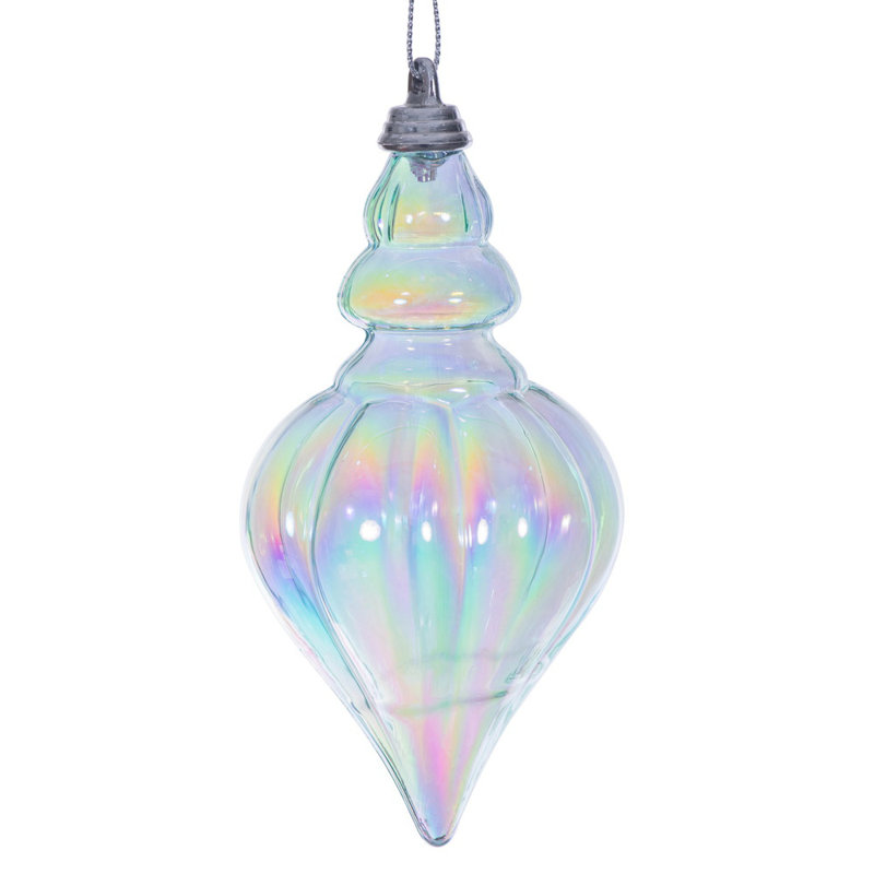 Goutte iridescente de 5 po. Comprend 3 ornements par sac., 5", Bleu pastel
