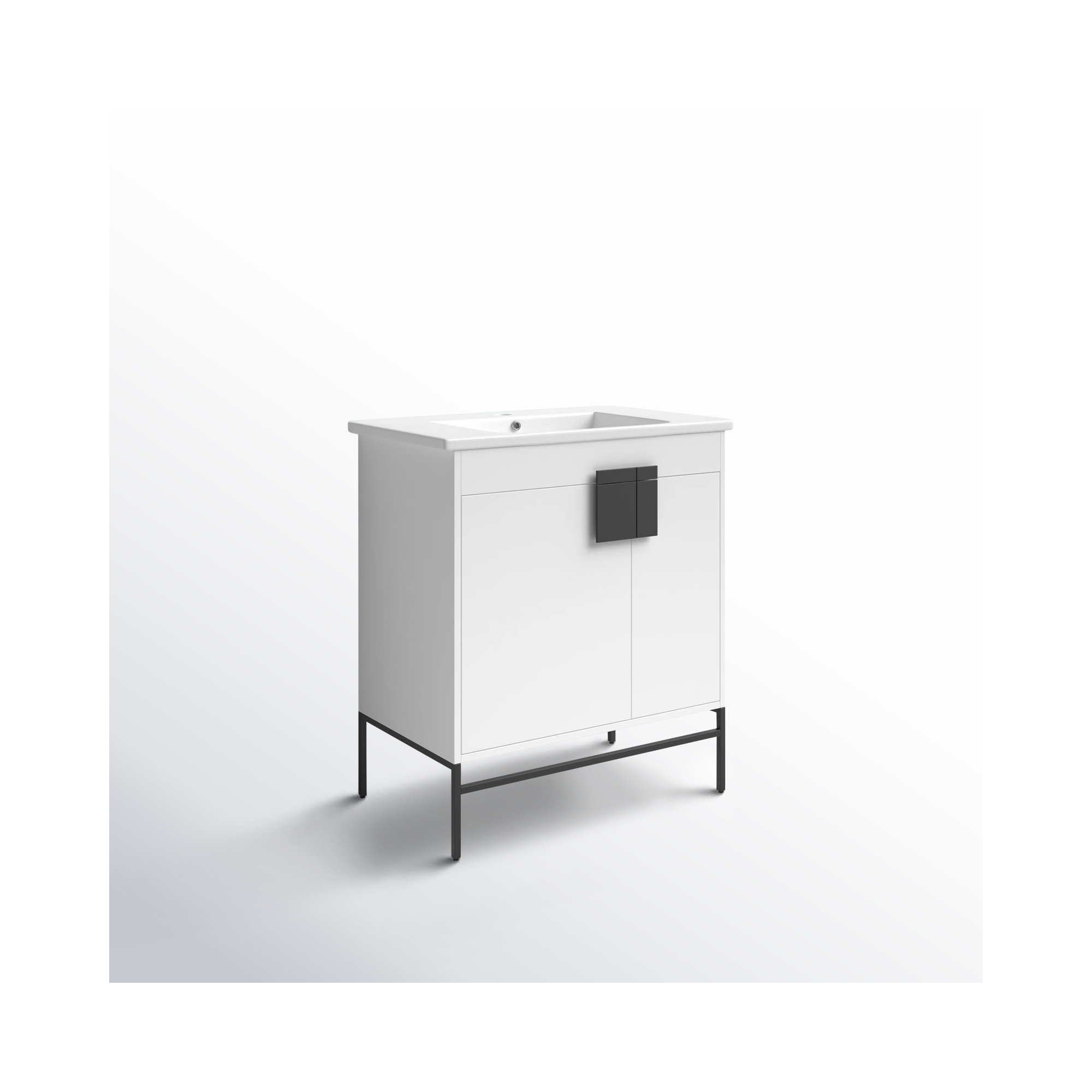 Maisie 30'' Single Bathroom Vanity, Black Matte, White
