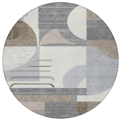 Tapis rond 8 po taupe