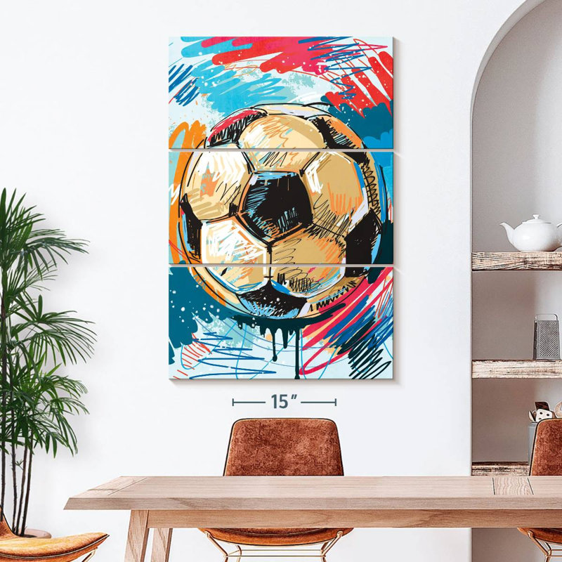 " Fun Soccer Ball " by Logic Nerds 3 - Pieces, 50" H x 32" W x 1.25" D