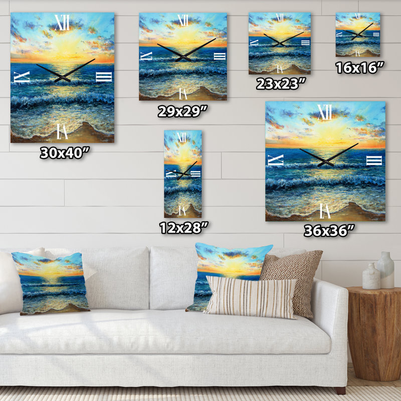 Horloge murale nautique et côtière Morning Light on the Ocean Waves I, Petit