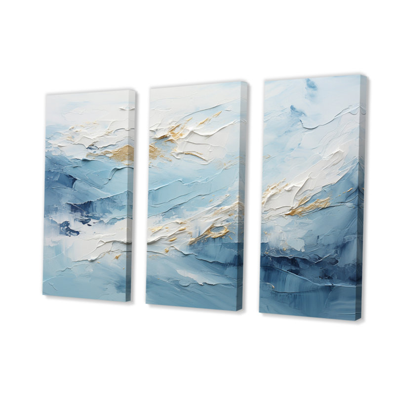 Antartica abstrait Tundra Bold II - ensemble d'art mural moderne sur toile, H 32 po x l 48 po x P 1 po