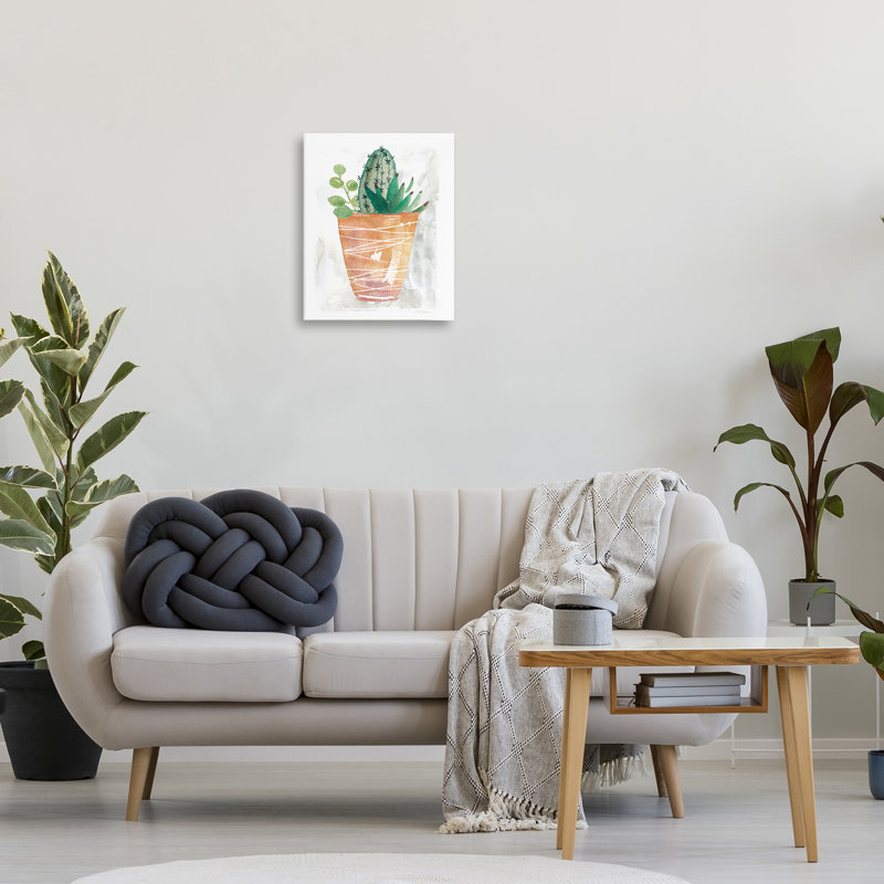  «Cactus & Succulent Vase», art mural sur toile par Carol Robinson, H 20 po x l 16 po