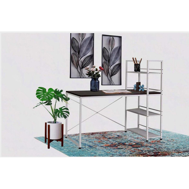 Reversible Smart Workstation Wooden Desk White/Brown