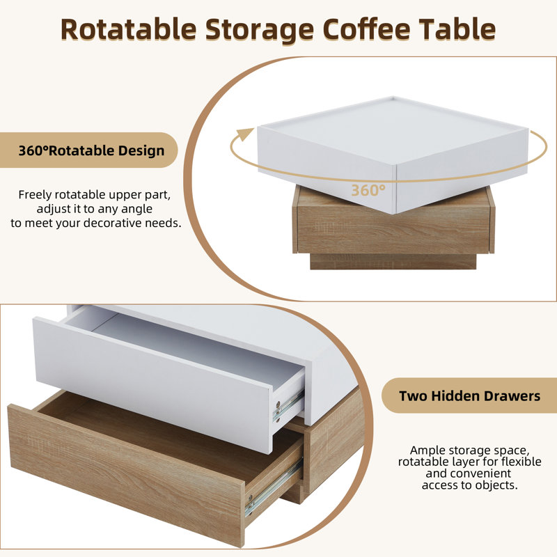 Coffee Table with Storage, White/Brown