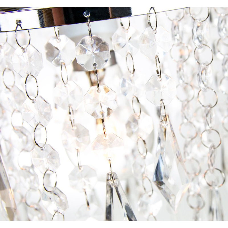 Modern Waterfall Design Pendant Shade with Acrylic Droplets and Beads, Clear