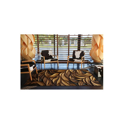 Brown Leaf Woven Based Washable Carpet