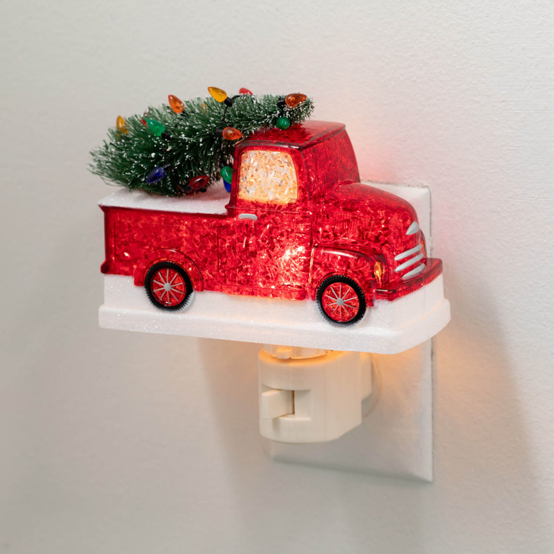 Veilleuse camion de Noël rouge 5 po