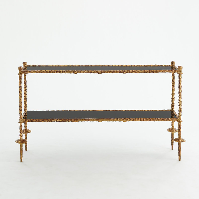 Console dorée ciselée - granit noir