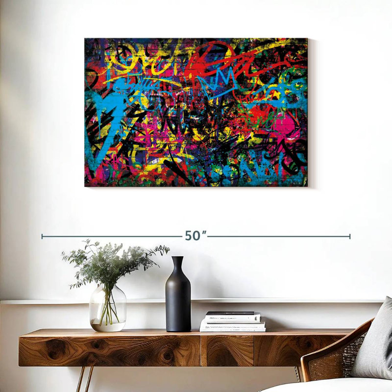 Abstract Graffiti Canvas Print, 24" H x 36" W x 1.25" D