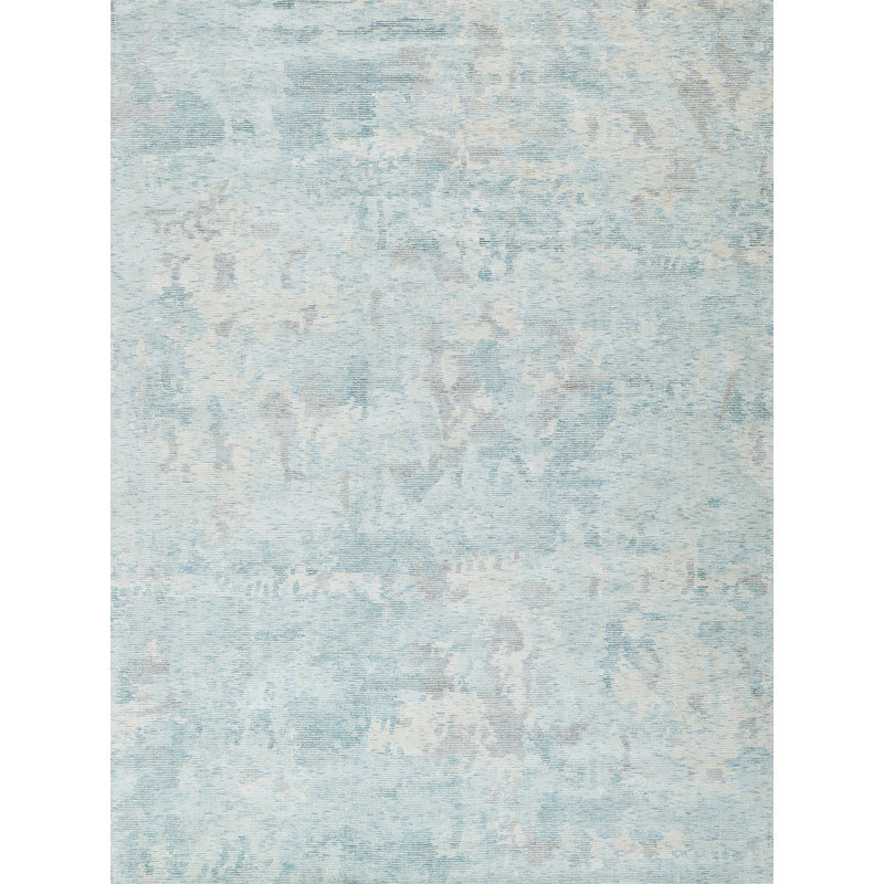Handmade Silver and Gold Wool Viscose 8' x 10' Area Rug