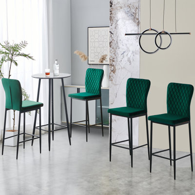 Modern Upholstered Velvet Armless Bar Stool