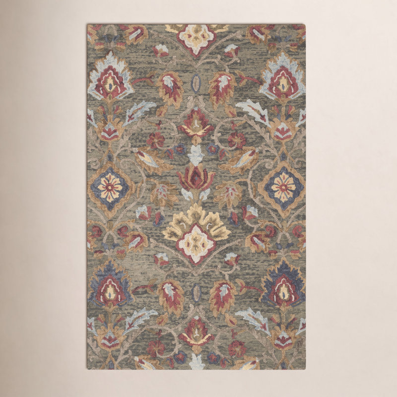 Tansy Wool Floral Indoor Rug, Rectangle 5' x 8'
