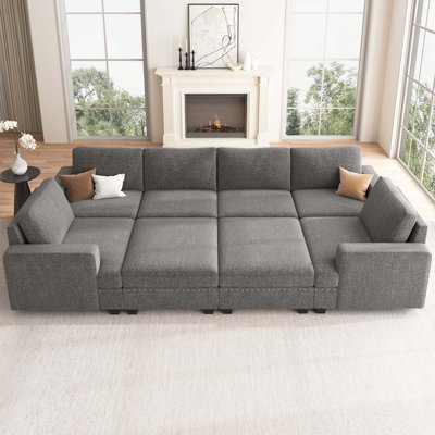 Anureet Modular Sectional Sofa U-Shaped Sleeper Sofa Bed With Storage Space
