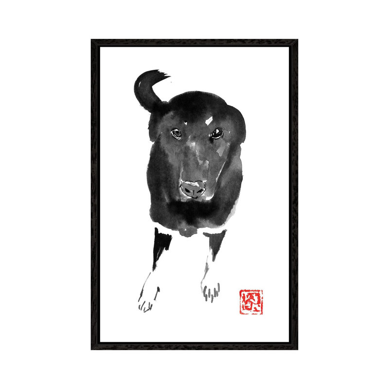 Chienne by Péchane - Painting on Canvas, 101.6 cm H x 66.04 cm W, Black Framed