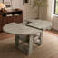 Table de salle à manger ronde extensible de 110 à 150 cm pour 4 à 6 personnes, table de cuisine ronde transformable en ovale avec rallonge intégrée rabattable, piètement stable en forme de H et tablette de rangement, grise-738472875