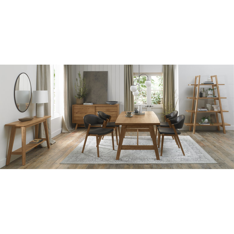 Amillie Extendable Oak Solid Wood Base Dining Table, Rustic Oak, Rustic Oak