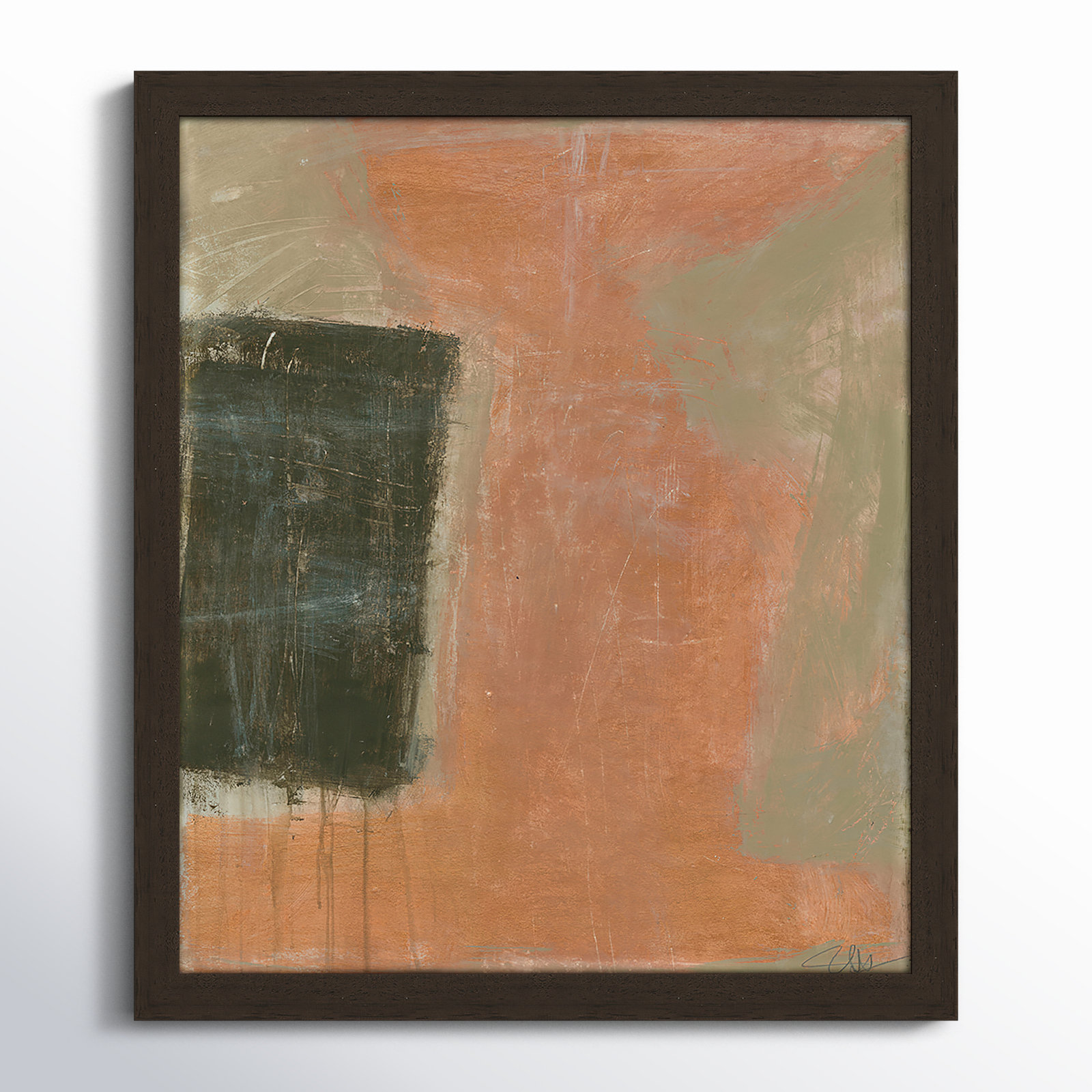 Anali "Autumn Sandbox" Painting, 15" H x 13" W x 0.75" D, Walnut