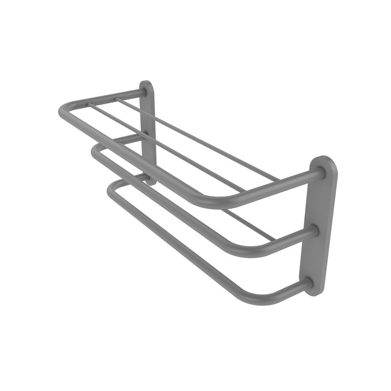 Bineta Metal Tiered Shelf with Towel Bar, Matte Gray
