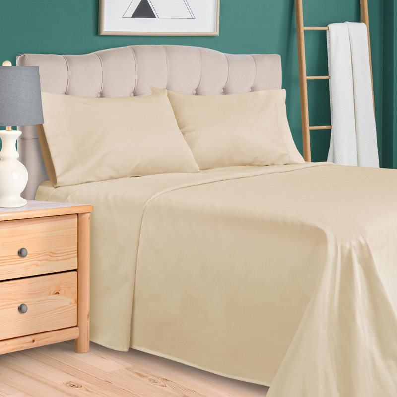 Ensemble de draps en coton Superior Bedding, Ensemble de draps pour grand lit + un drap-housse , Ivoire uni