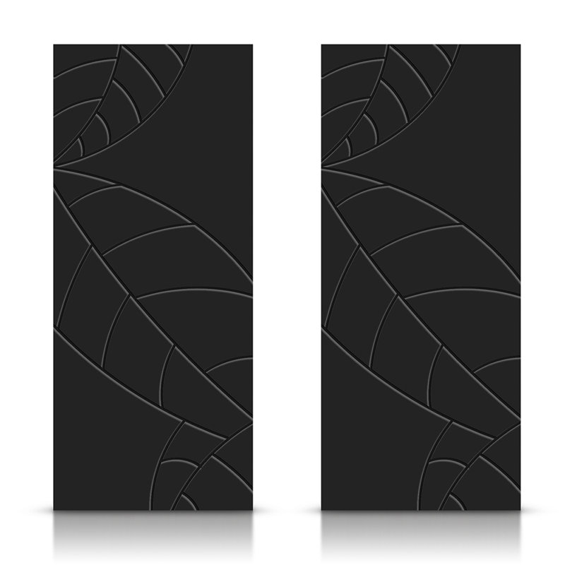 Portes de placard coulissantes à panneaux, 48 po x 80 po, Noir