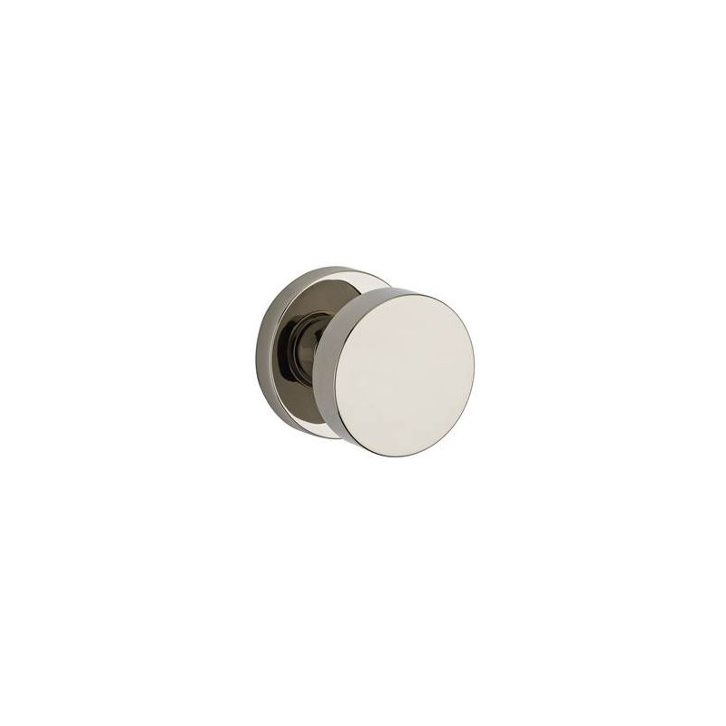 Contemporary Privacy Door Knob with Contemporary Round Rose, Polished Nickel