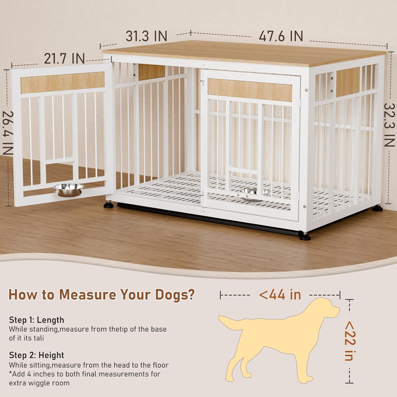 Caisse pour chien 48 po, H 32,3 po x l 47,6 po x P 31,3 po, Blanc