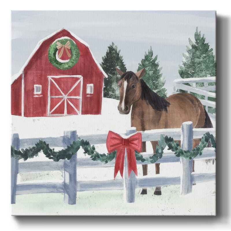 Ferme de Noël II sur toile, H 40 po x l 40 po x P 1,5 po
