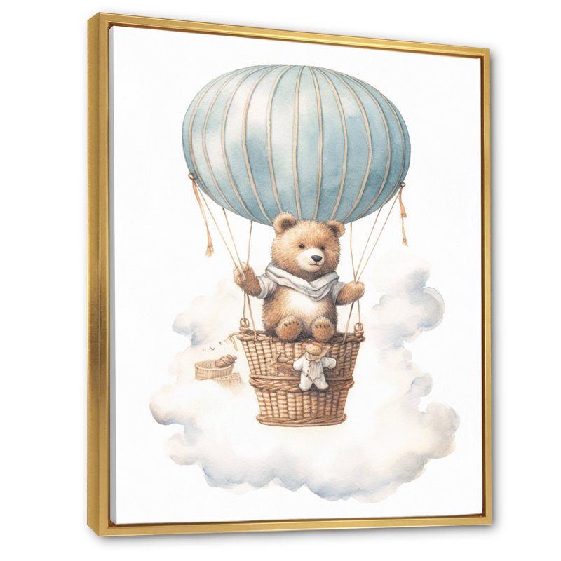 «Nursery Bear Cub Kids Dreams I», reproduction sur toile, H 20 po x l 12 po x P 1 po, Cadre flottant doré