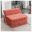 Canapé-lit pliant convertible orange, fauteuil futon rembourré en chenille avec support à ressort