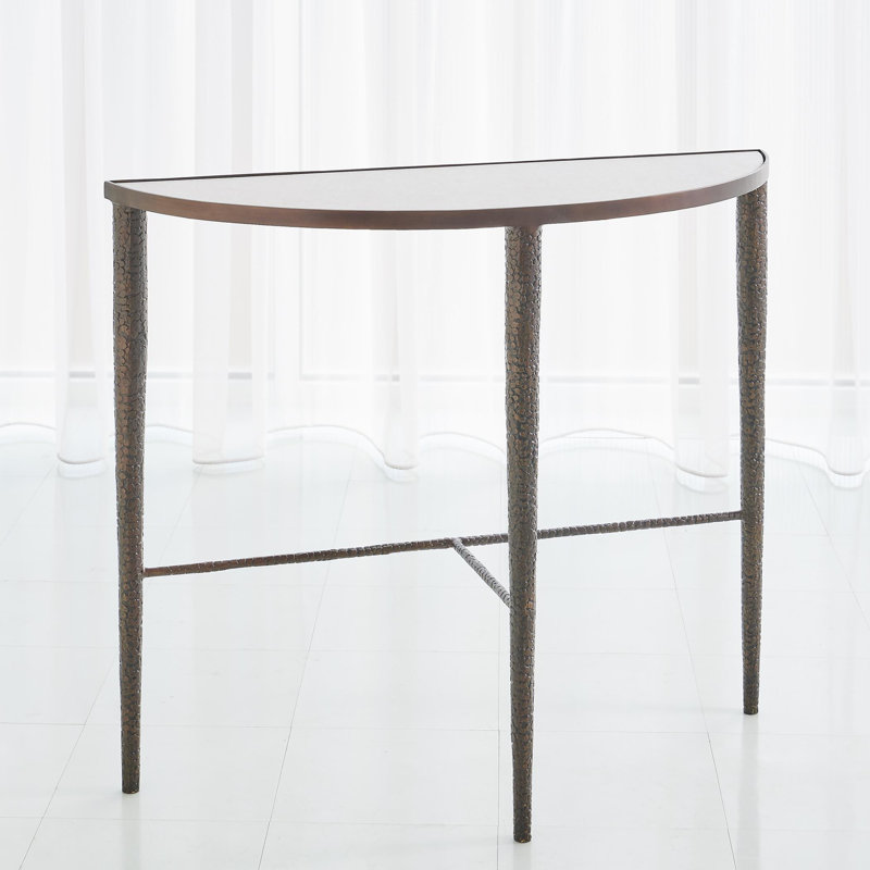 Hammered Console-Bronze w/White Marble, Bronze , White 