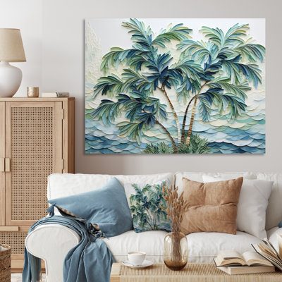 Green Minimalims Palm Trees VII - Palm Trees Wall Art Palm Canvas Print
