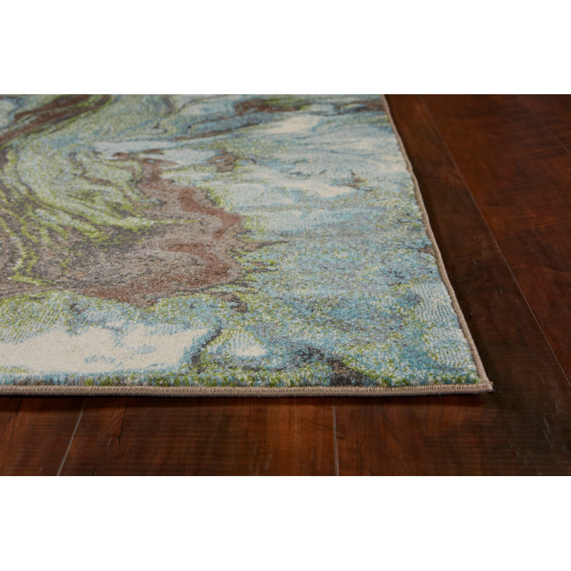 Tapis abstrait Illusions, Rectangle 7 pi 10 po x 10 pi 10 po, Écume de mer, écume de mer