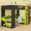 Lit mezzanine double en bois avec lumières à DEL RVB, bureau intégré et rangement-2143795138