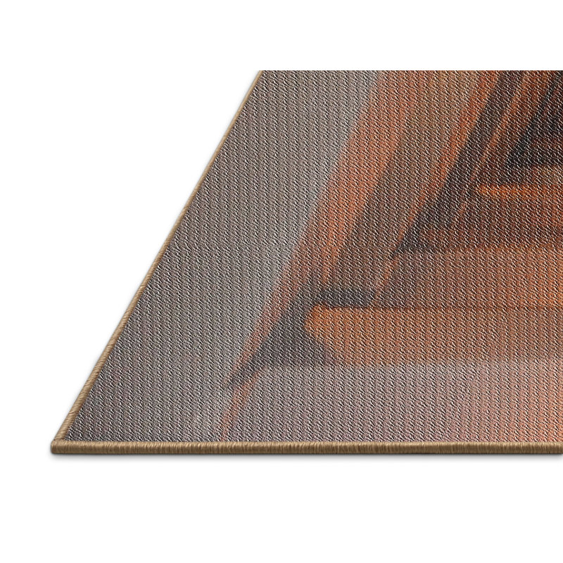 Tapis orange / gris clair tissé à la machine, Rectangle 5 pi x 8 pi