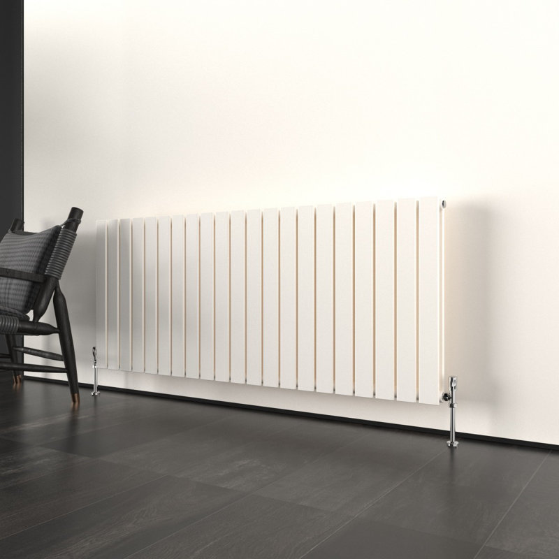 Flat Panel Central Heating Designer Radiator, 60cm H x 142.8cm W x 5.8cm D, White