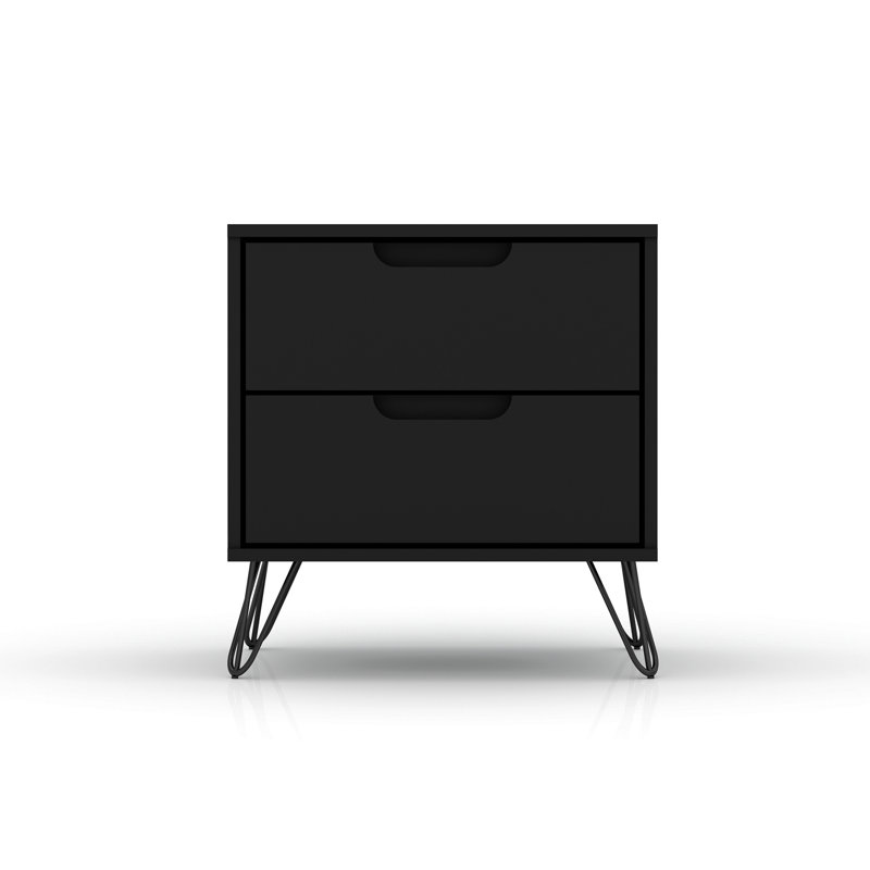Rockefeller 20" Nightstand In Black (2-Drawer), Black