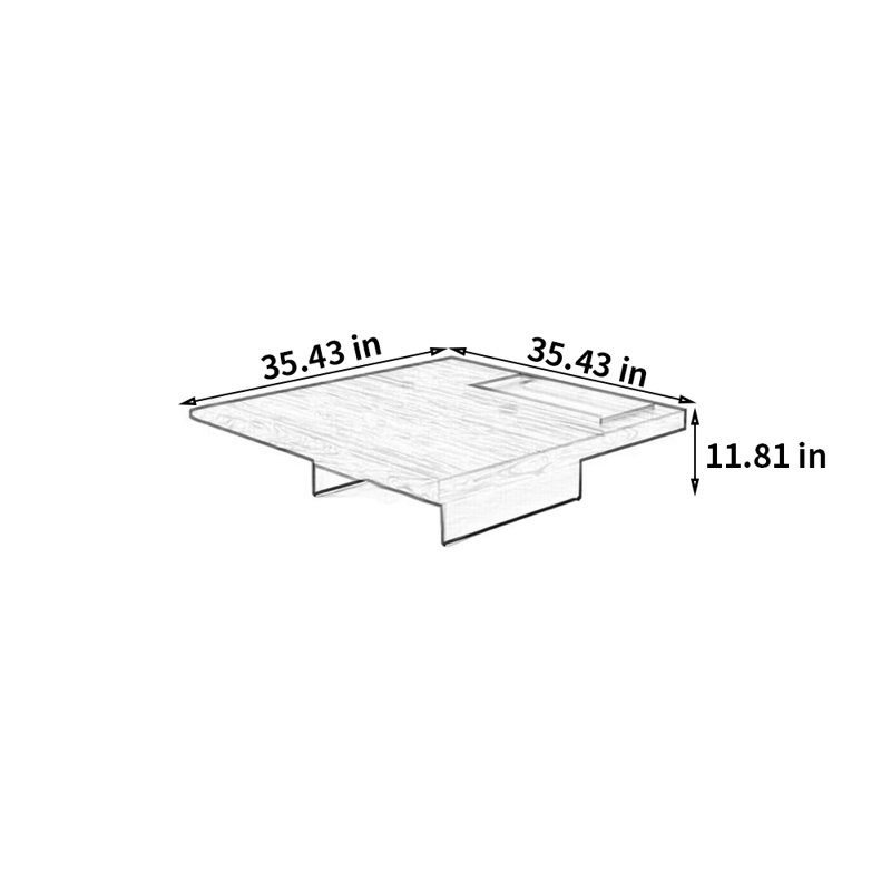 Italian Minimalist Square Coffee Table, 11.81" H x 35.43" L x 35.43" W