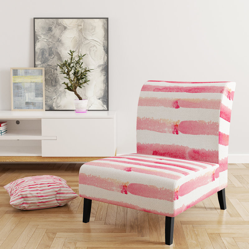 Fauteuil de chambre rembourré à motifs rose et blanc