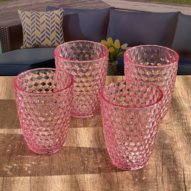 Verres en diamant taillés en acrylique, 12 oz liq., Rose