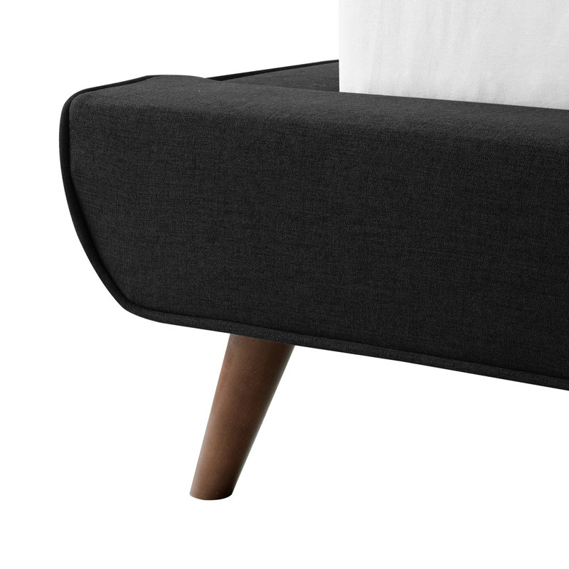 Clodean Linen Upholstered Platform Bed, Charcoal, Queen