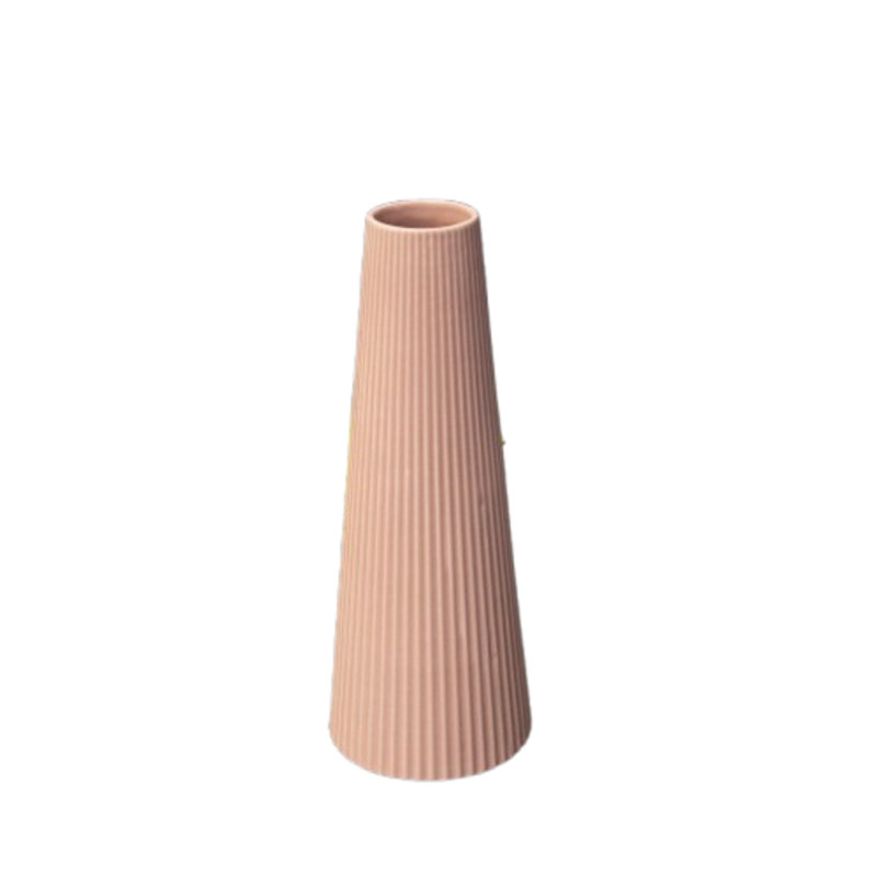 Vase rond en céramique fini mat rose, H 13 po x l 5 po x P 5 po, Rose