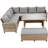 5-Piece Outdoor Patio Rattan Sofa Set, Sectional PE Wicker L-Shaped Garden Furniture Set With 2 Extendable Side Tables, Dining Table And Washable Covers For Backyard, Poolside, Indoor, Brown-859613974-859613960