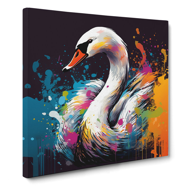 Swan - Wrapped Canvas, 35cm H x 35cm W x 3cm D