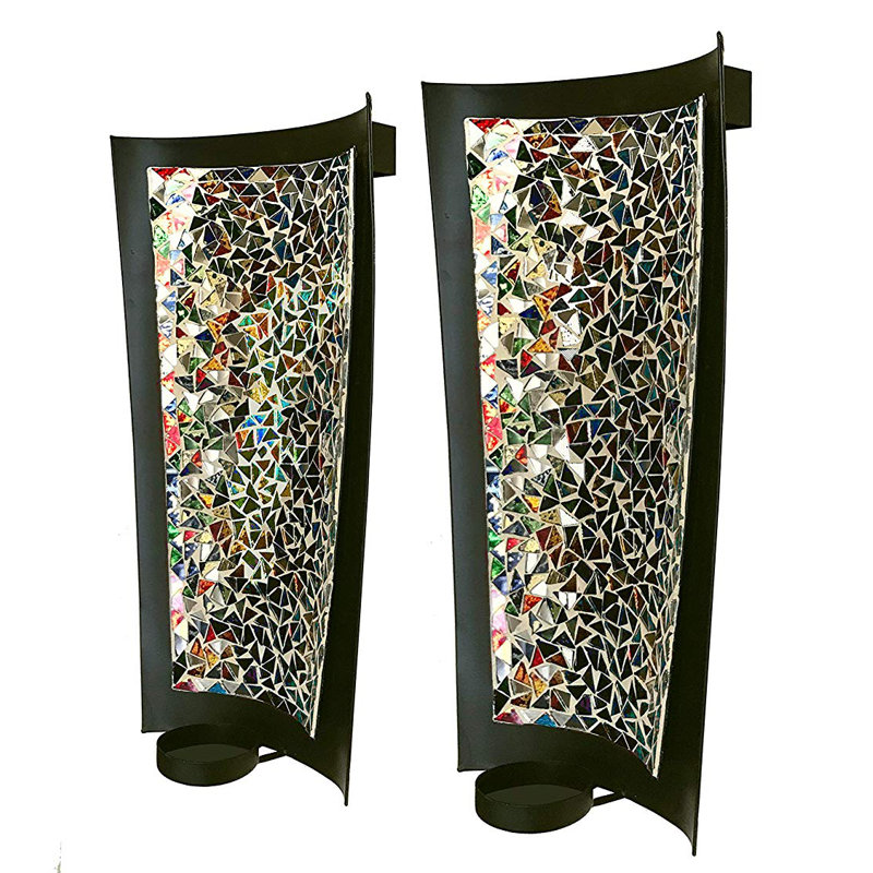 Wall Wall Sconce, 15" H x 9" W x 3" D, Retro Rainbow