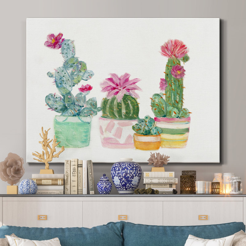 Cactus conglomérat II - reproduction d'art sur toile tendue, H 12 po x l 8 po x P 1 po