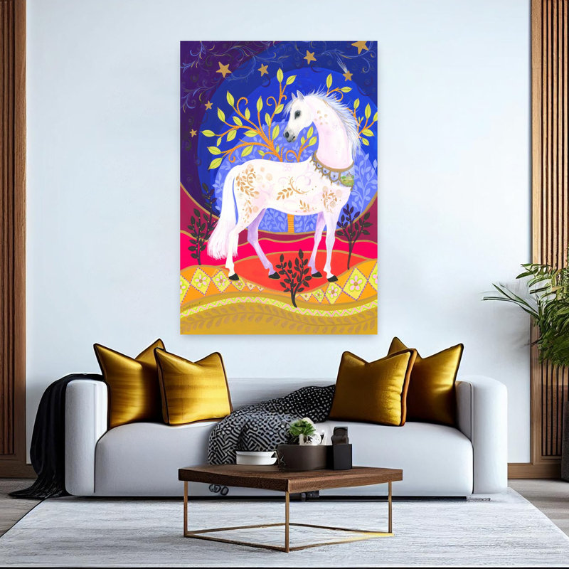 Art mural cheval majestueux abstrait contemporain, H 60 po x l 40 po